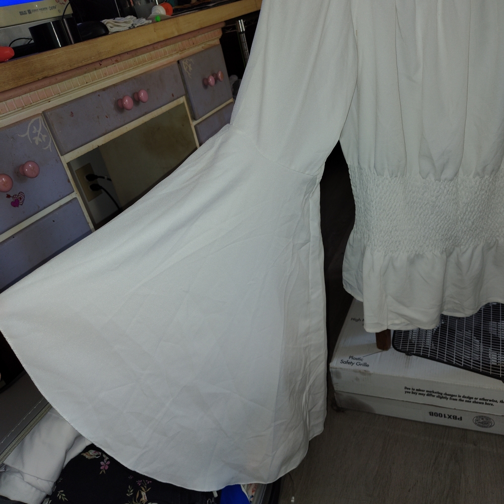 White Flowy Bell Sleeve Top